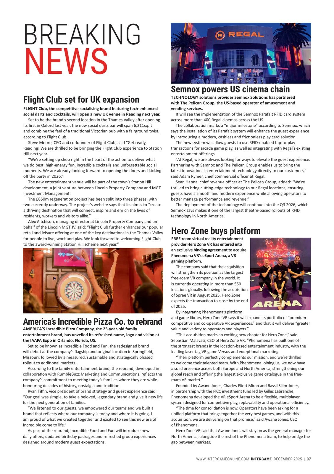 InterGame December 2025 coverage of the Incredible Food and Fun rebrand