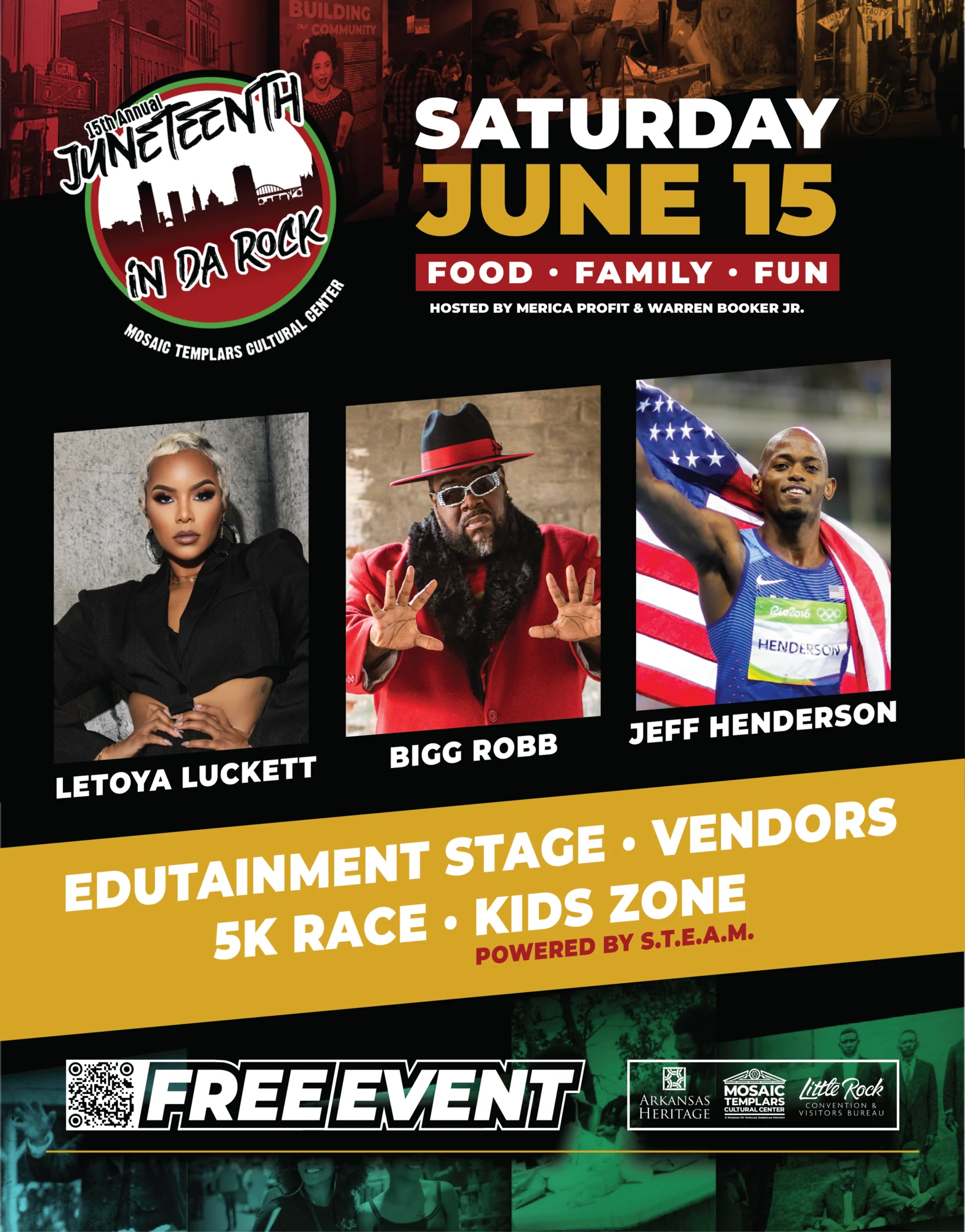 Juneteenth in Da Rock 2024 festival flyer featuring the June 15 street festival program