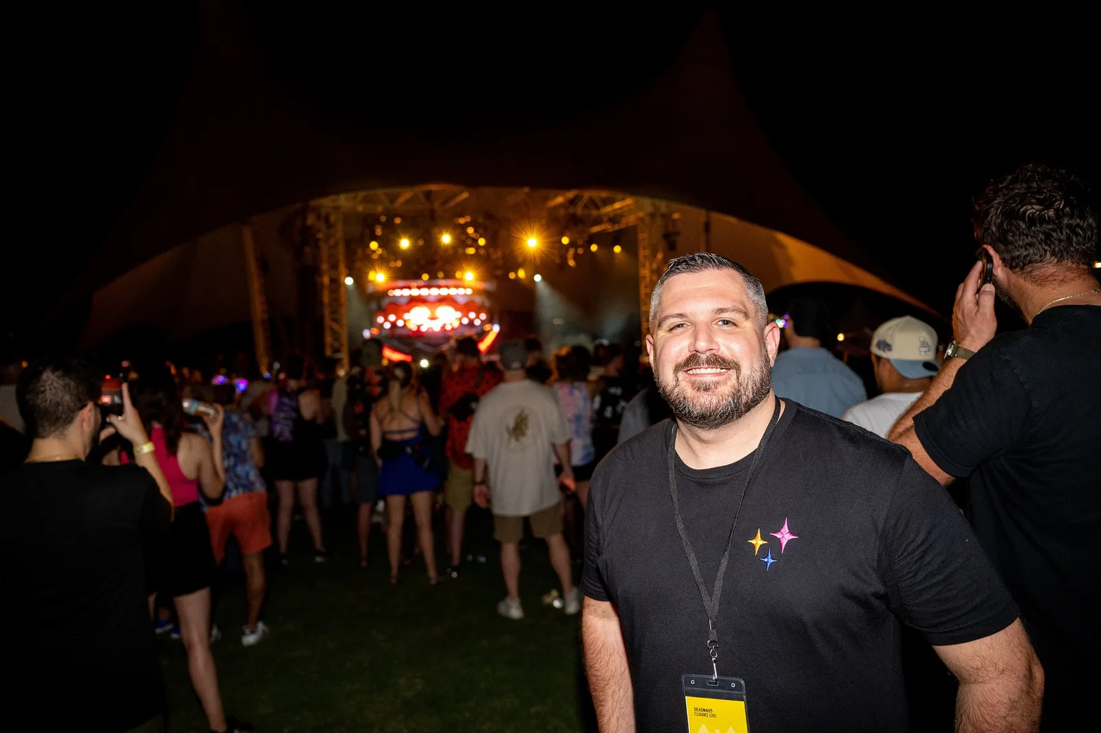 Ryan Tiffin working with a live event production team